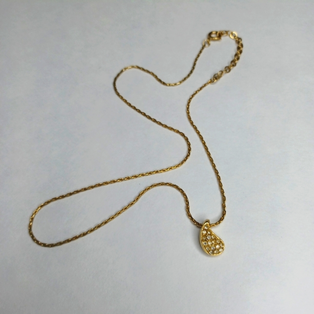 Vintage Christian Dior Crystal Tear Drop/ Pear Pendant Necklace - Picture 3 of 3